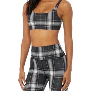 Plaid Alo Yoga bra and legging set